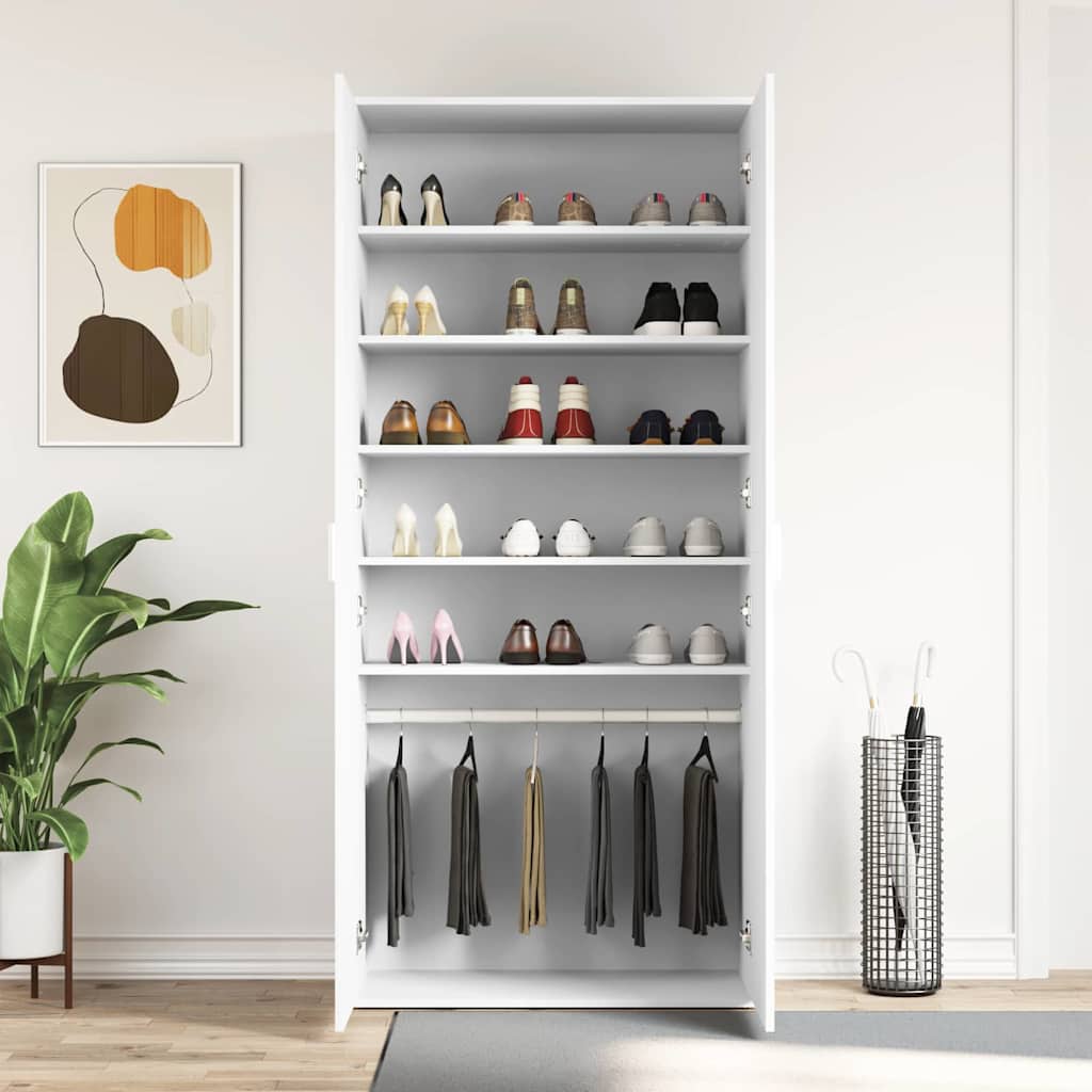 Cabinet à chaussures 80 x 39 x 178 cm Bois d'ingénierie Blanc