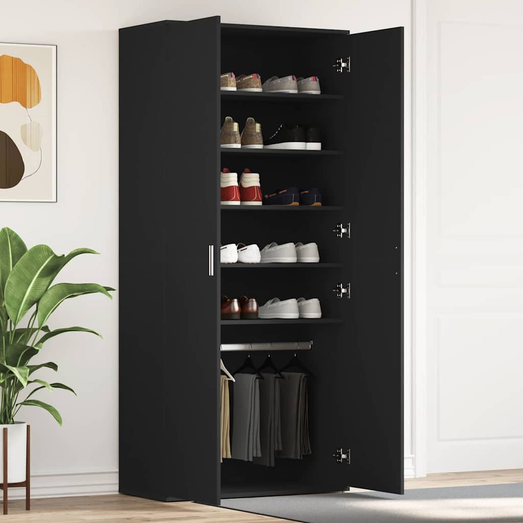 Cabinet à chaussures 80 x 39 x 178 cm Bois d'ingénierie Noir