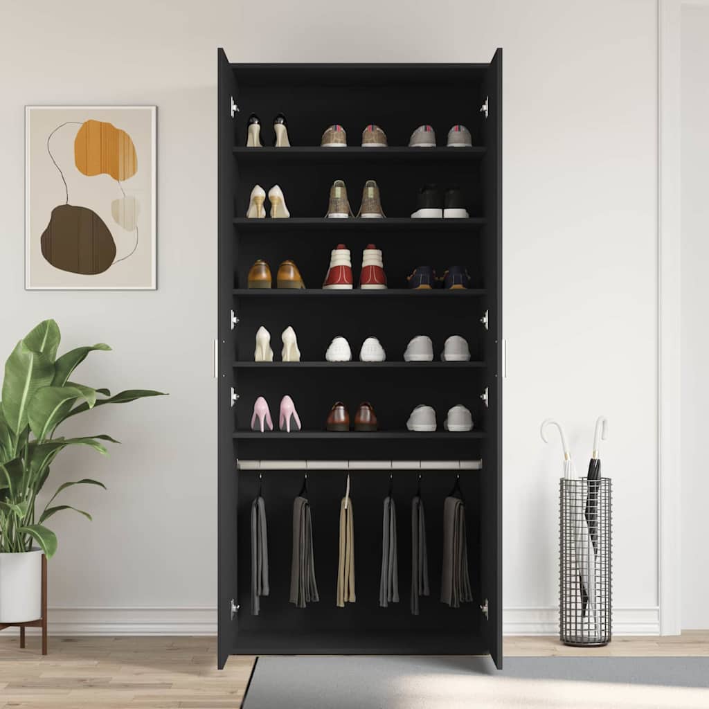 Cabinet à chaussures 80 x 39 x 178 cm Bois d'ingénierie Noir