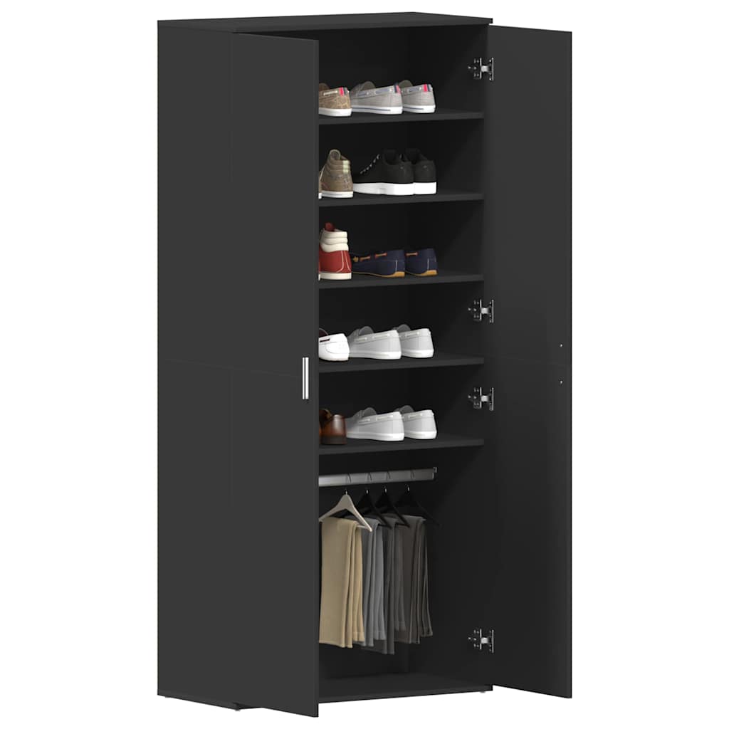 Cabinet à chaussures 80 x 39 x 178 cm Bois d'ingénierie Noir
