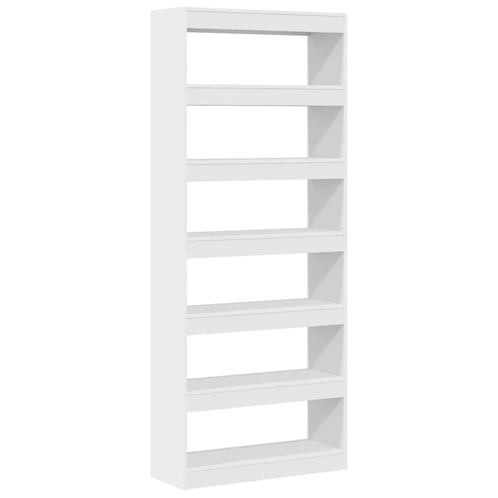 Bibliothèque 6 niveaux 80 x 30 x 198 cm Bois d'ingénierie Blanc