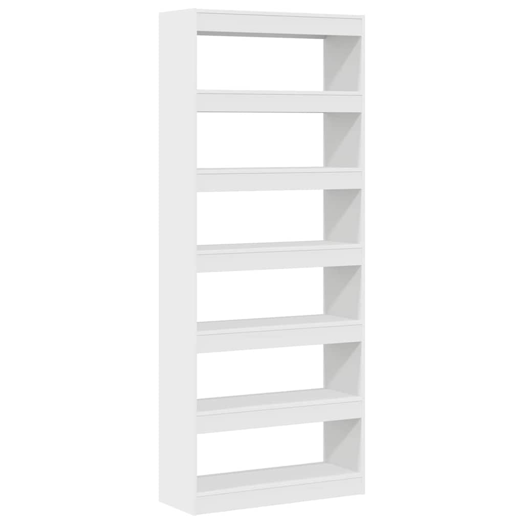 Bibliothèque 6 niveaux 80 x 30 x 198 cm Bois d'ingénierie Blanc