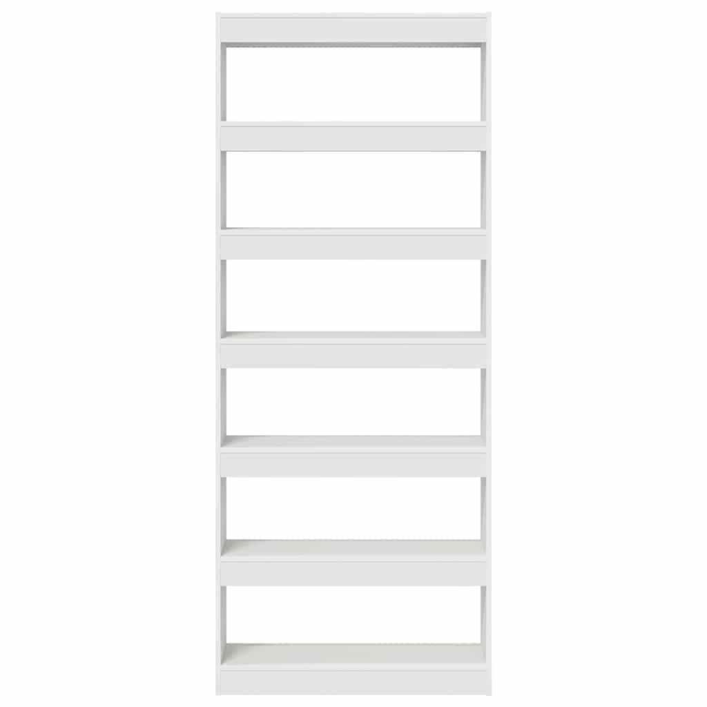 Bibliothèque 6 niveaux 80 x 30 x 198 cm Bois d'ingénierie Blanc