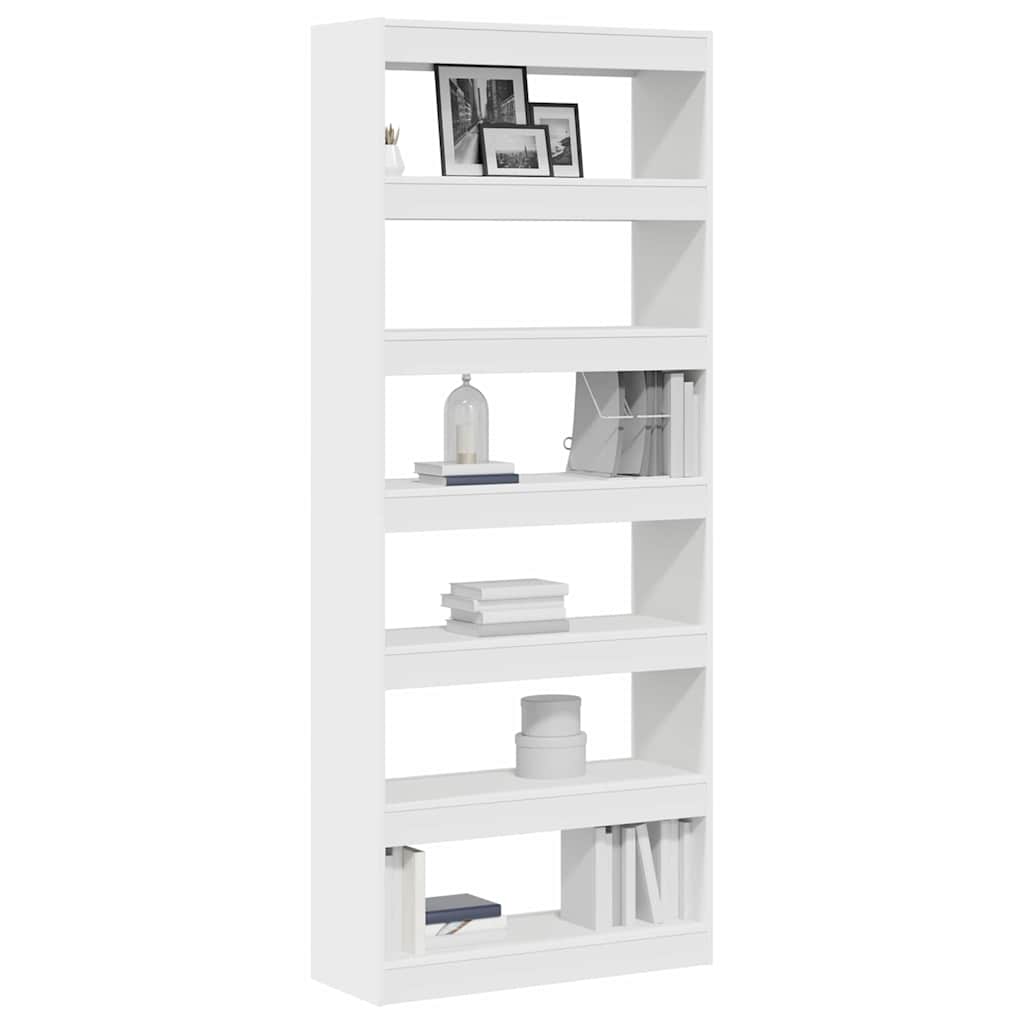 Bibliothèque 6 niveaux 80 x 30 x 198 cm Bois d'ingénierie Blanc