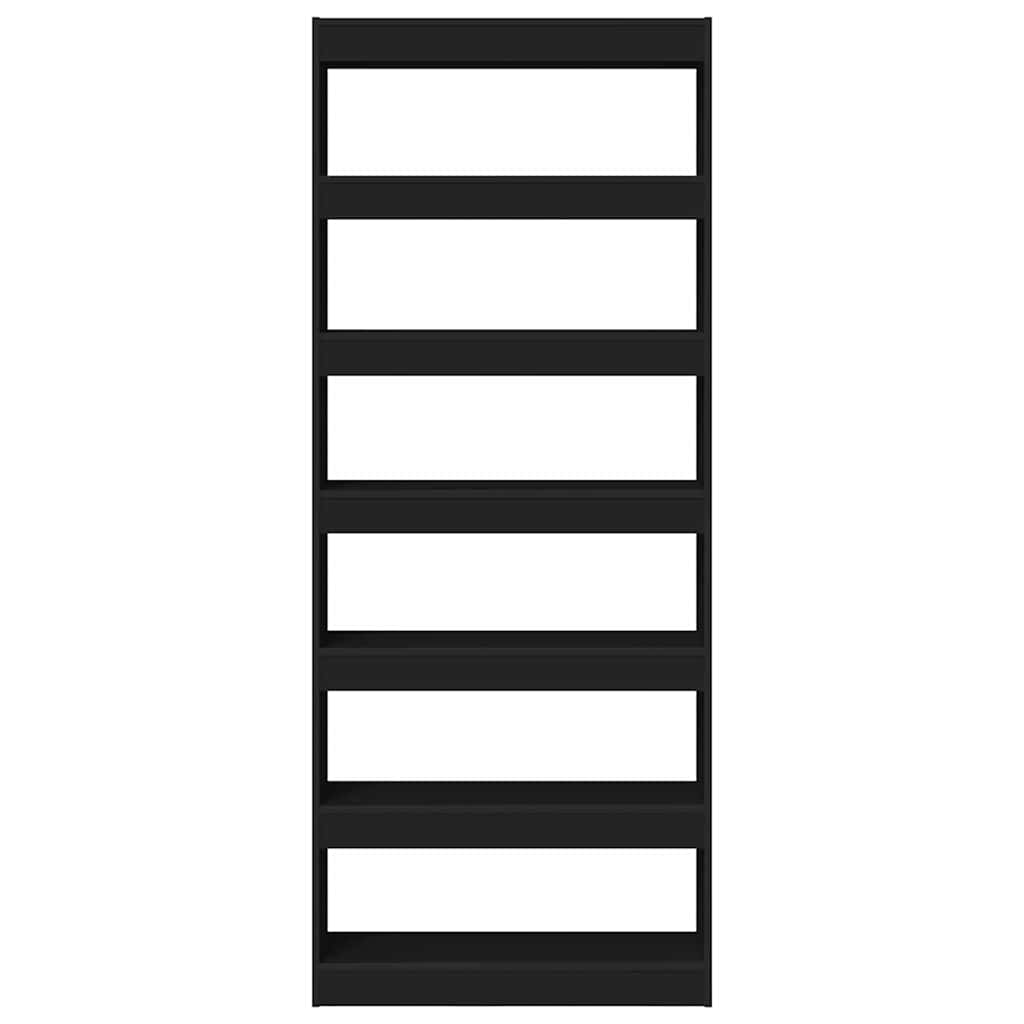 Bibliothèque Noir 80 x 30 x 198 cm Bois d'ingénierie - XIOS