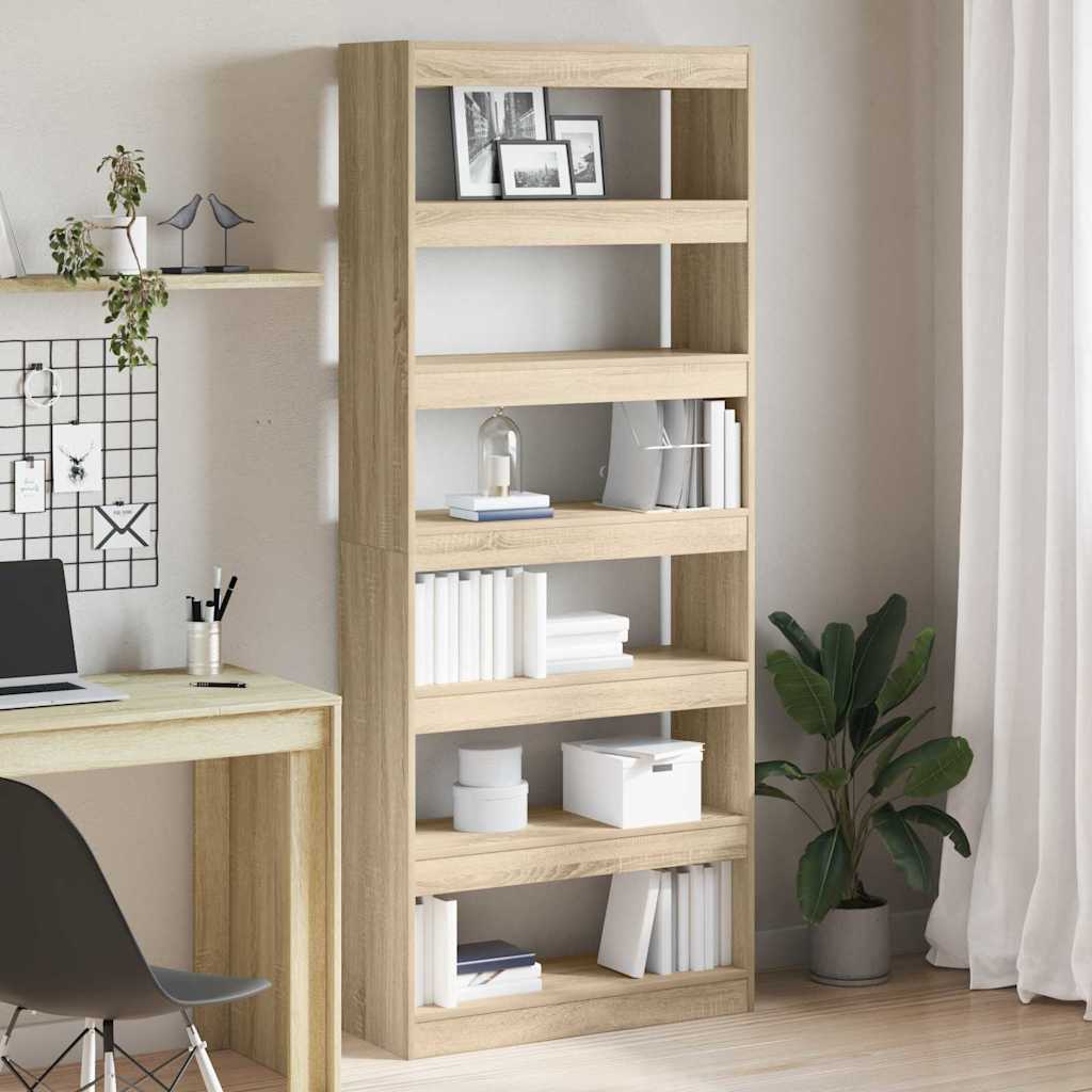 Bibliothèque 6 niveaux 80 x 30 x 198 cm Bois d'ingénierie