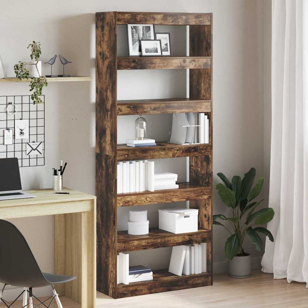 Bibliothèque Chêne fumé 80 x 30 x 198 cm Bois d'ingénierie - XIOS