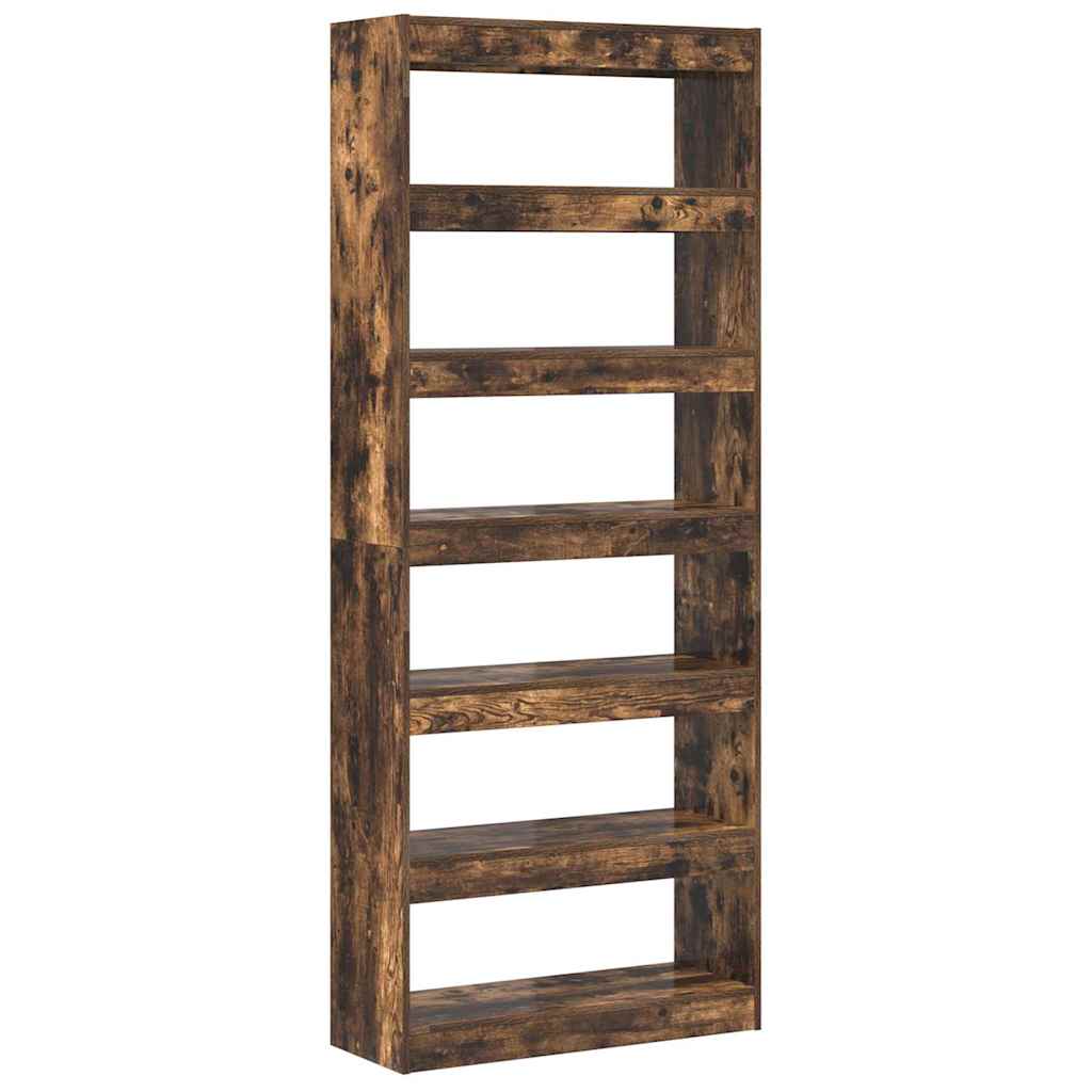 Bibliothèque Chêne fumé 80 x 30 x 198 cm Bois d'ingénierie - XIOS