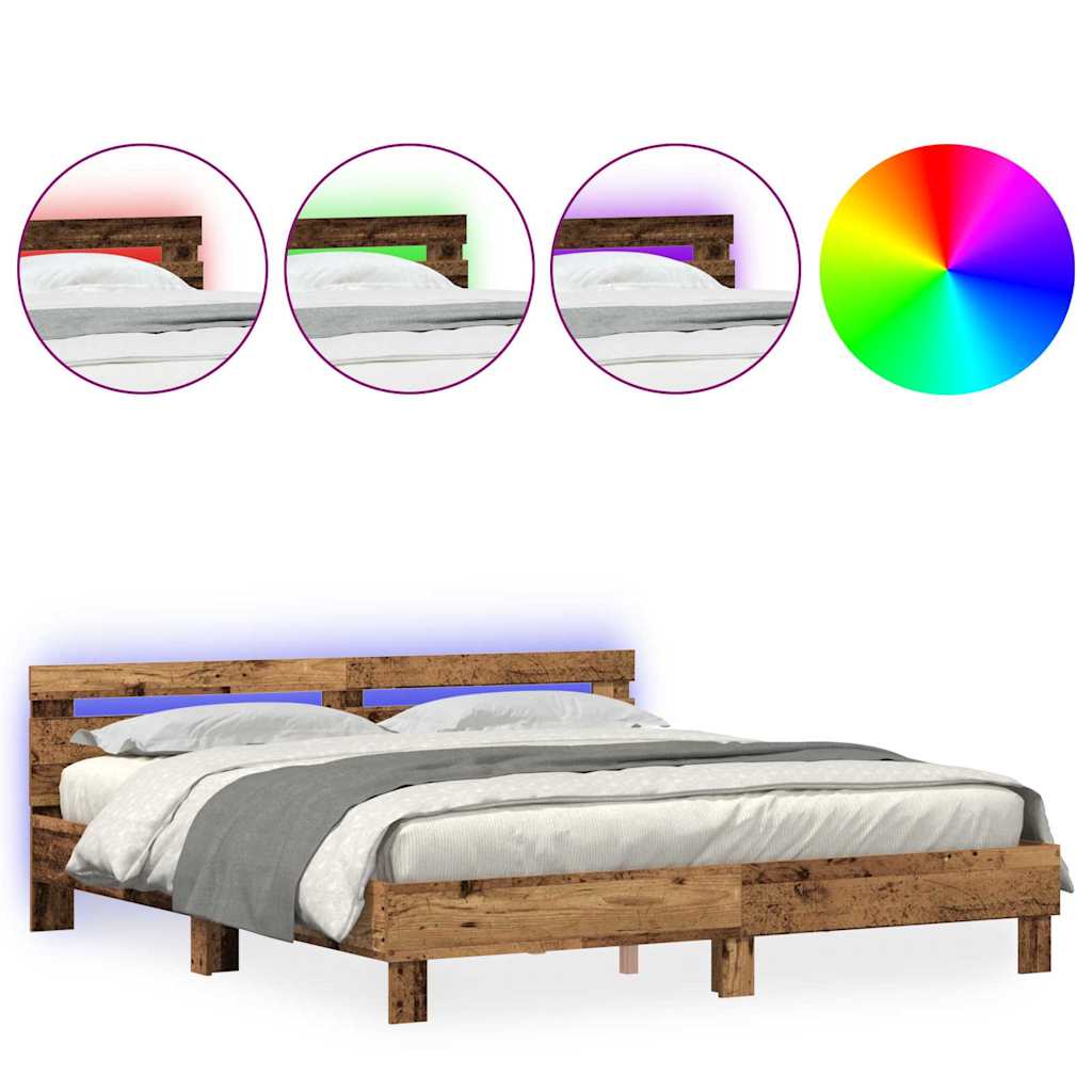 Cadre de lit Bois ancien 200 x 200 cm Bois d'ingénierie - XIOS