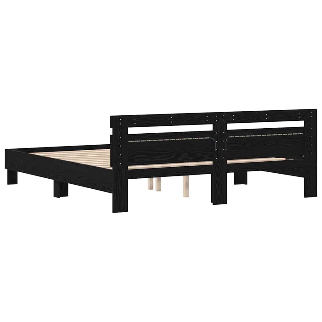 Cadre de lit Chêne noir 200 x 200 cm Bois d'ingénierie - XIOS