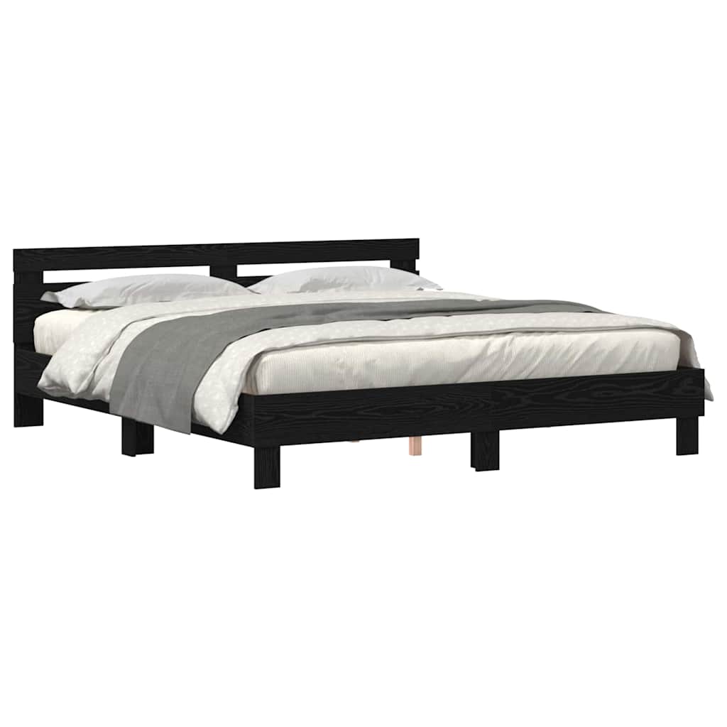 Cadre de lit Chêne noir 200 x 200 cm Bois d'ingénierie - XIOS