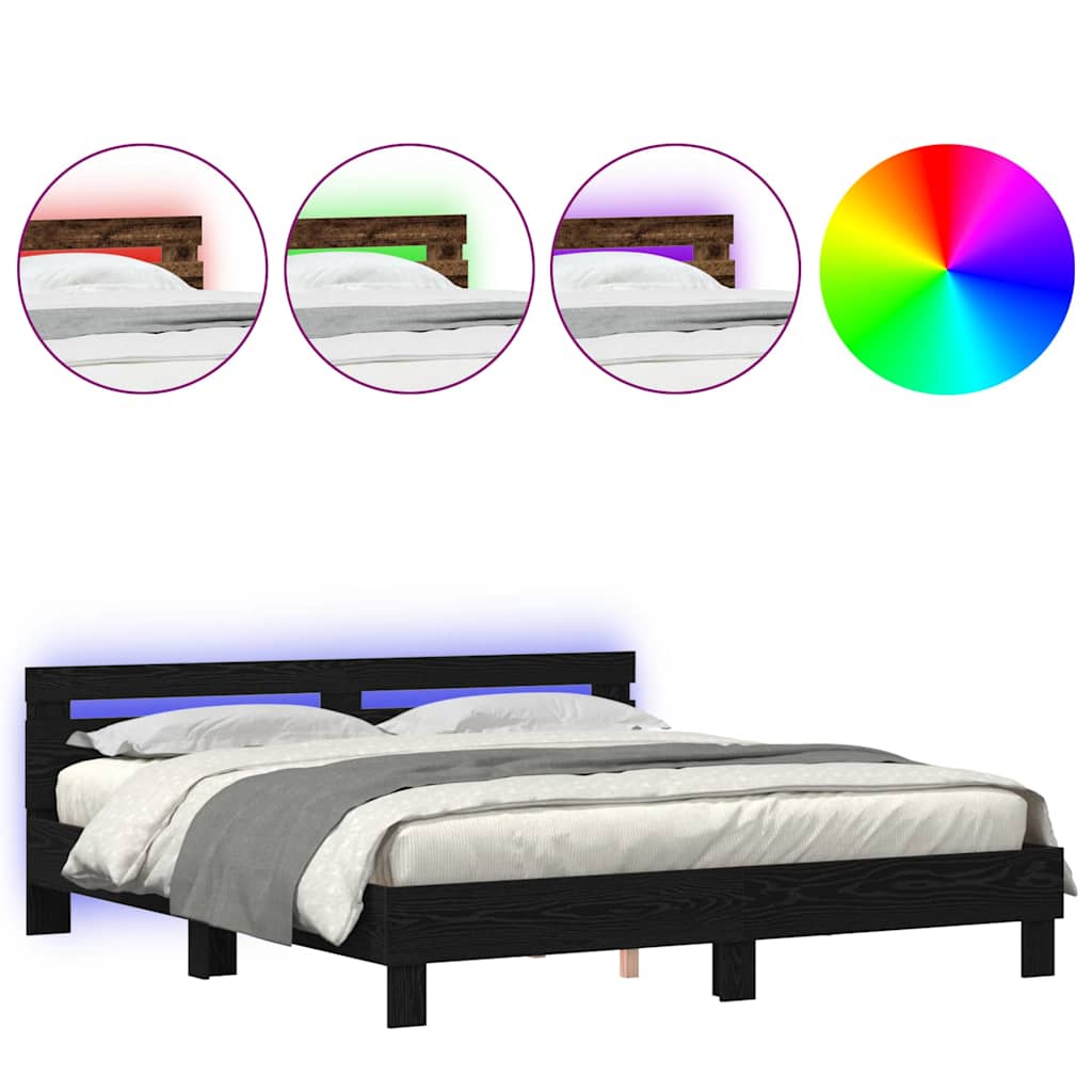 Cadre de lit Chêne noir 200 x 200 cm Bois d'ingénierie - XIOS