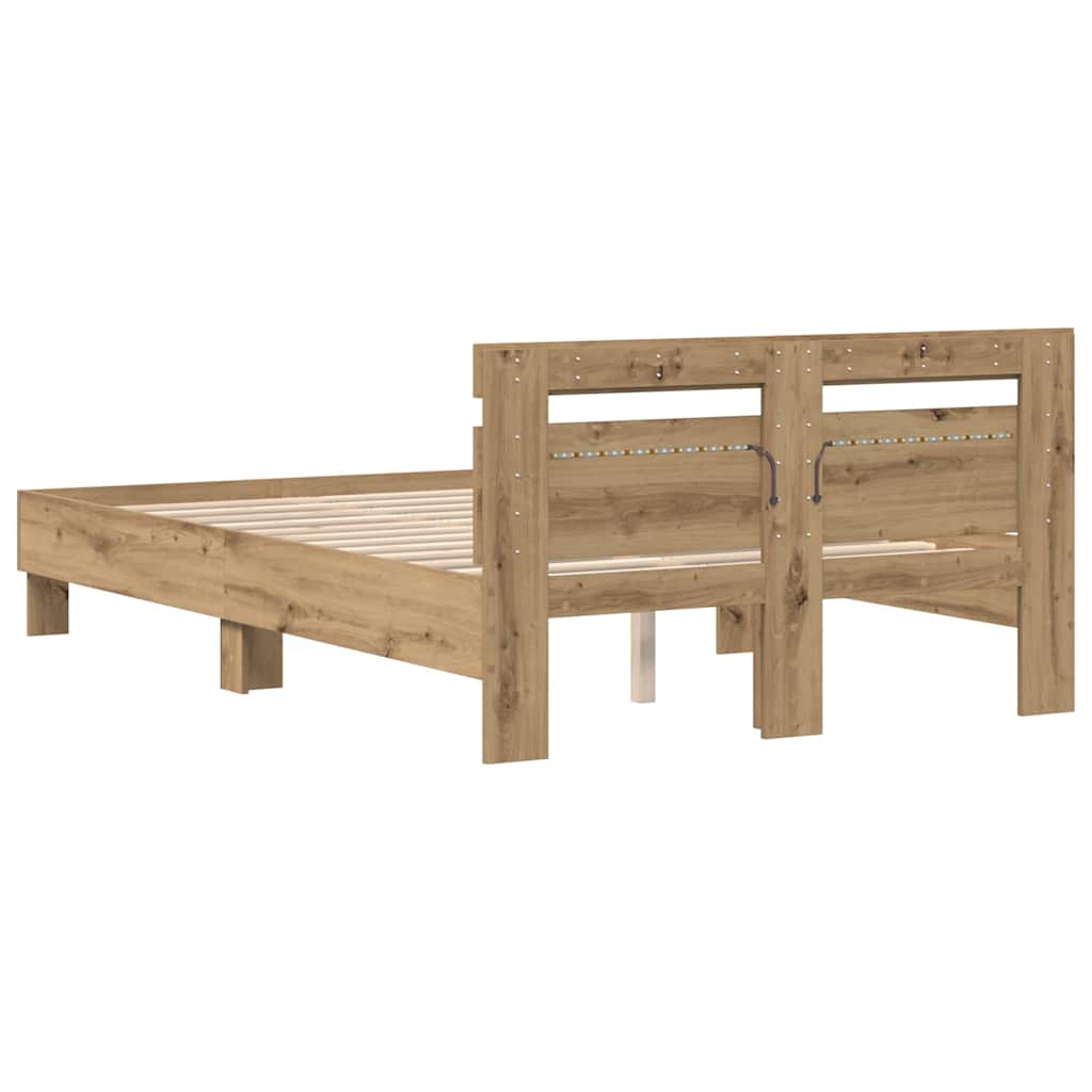 Cadre de lit Chêne artisanal 120 x 190 cm Bois d'ingénierie - XIOS