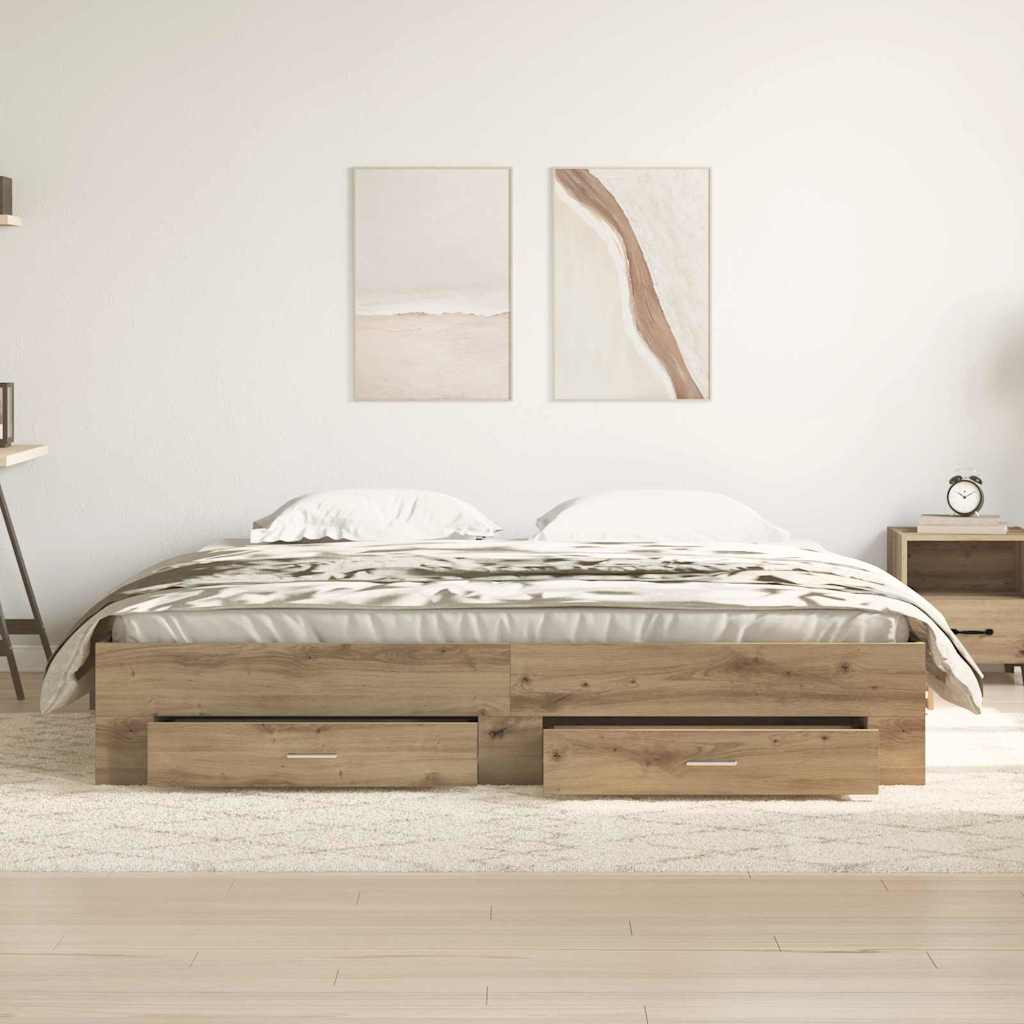 Cadre de lit Chêne artisanal 180 x 200 cm Bois d'ingénierie - XIOS