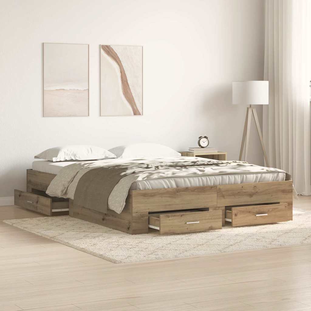 Cadre de lit Chêne artisanal 160 x 200 cm Bois d'ingénierie - XIOS