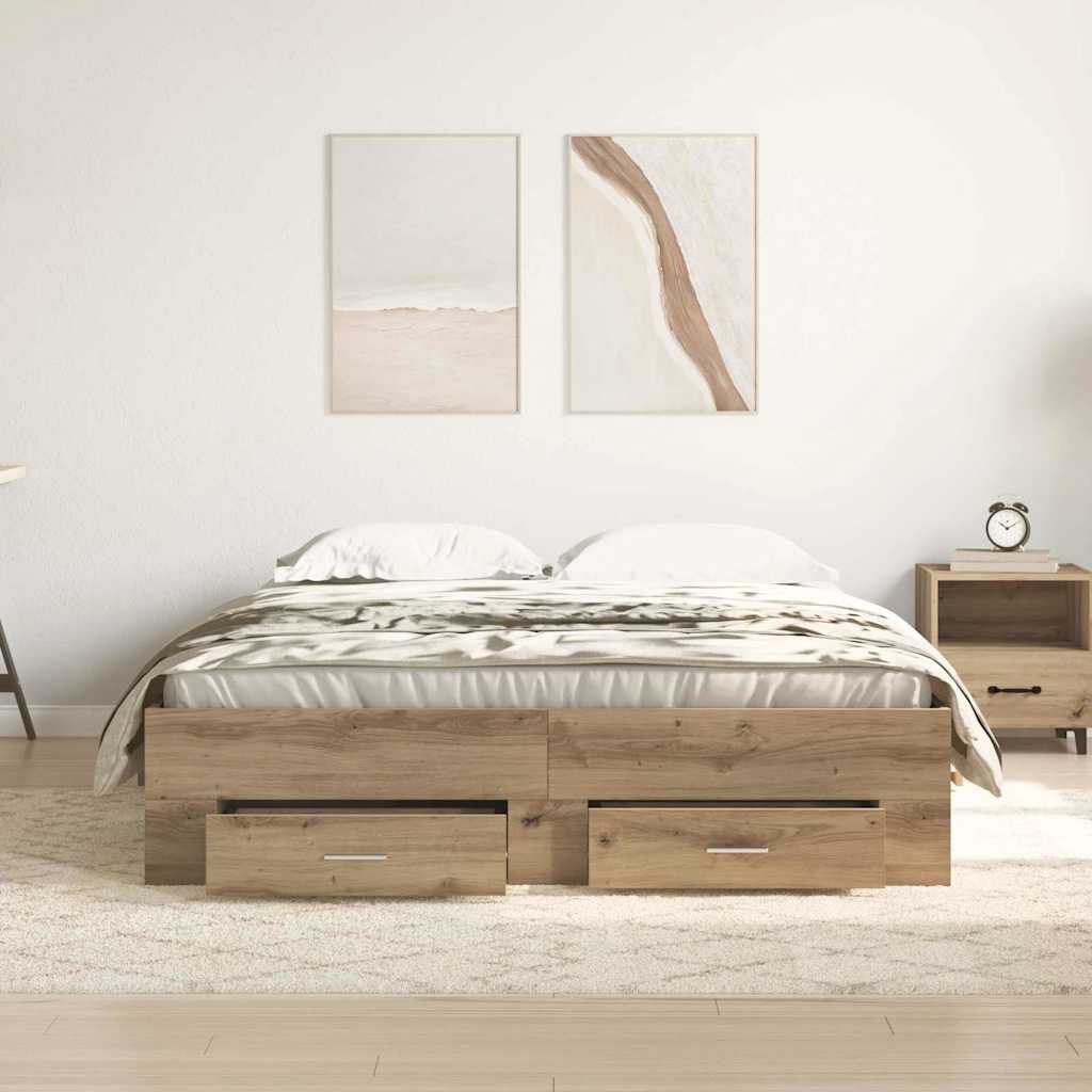 Cadre de lit Chêne artisanal 160 x 200 cm Bois d'ingénierie - XIOS