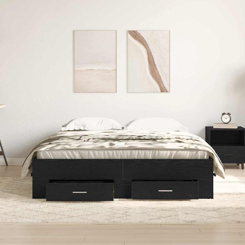 Cadre de lit Chêne noir 140 x 200 cm Bois d'ingénierie - XIOS