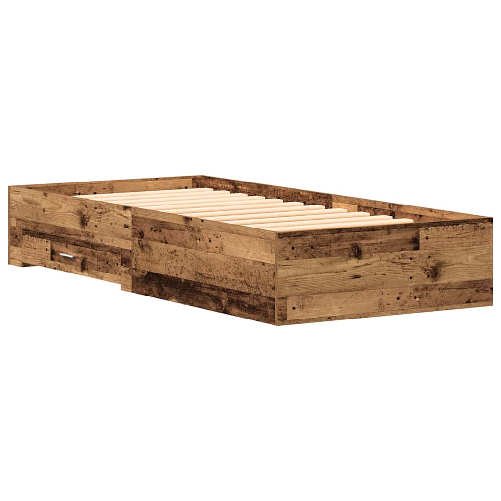 Cadre de lit avec tiroirs avec tiroir Bois ancien 90 x 200 cm - XIOS