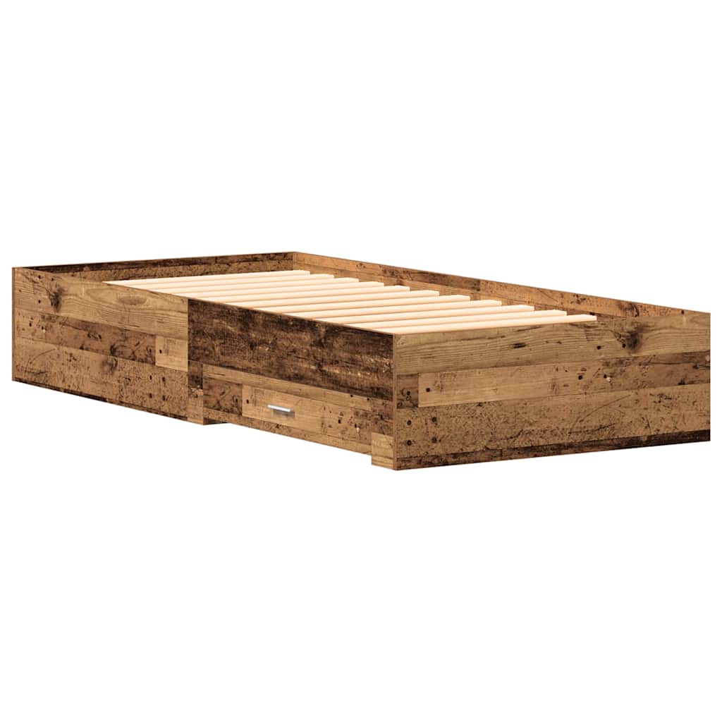 Cadre de lit avec tiroirs avec tiroir Bois ancien 90 x 200 cm - XIOS