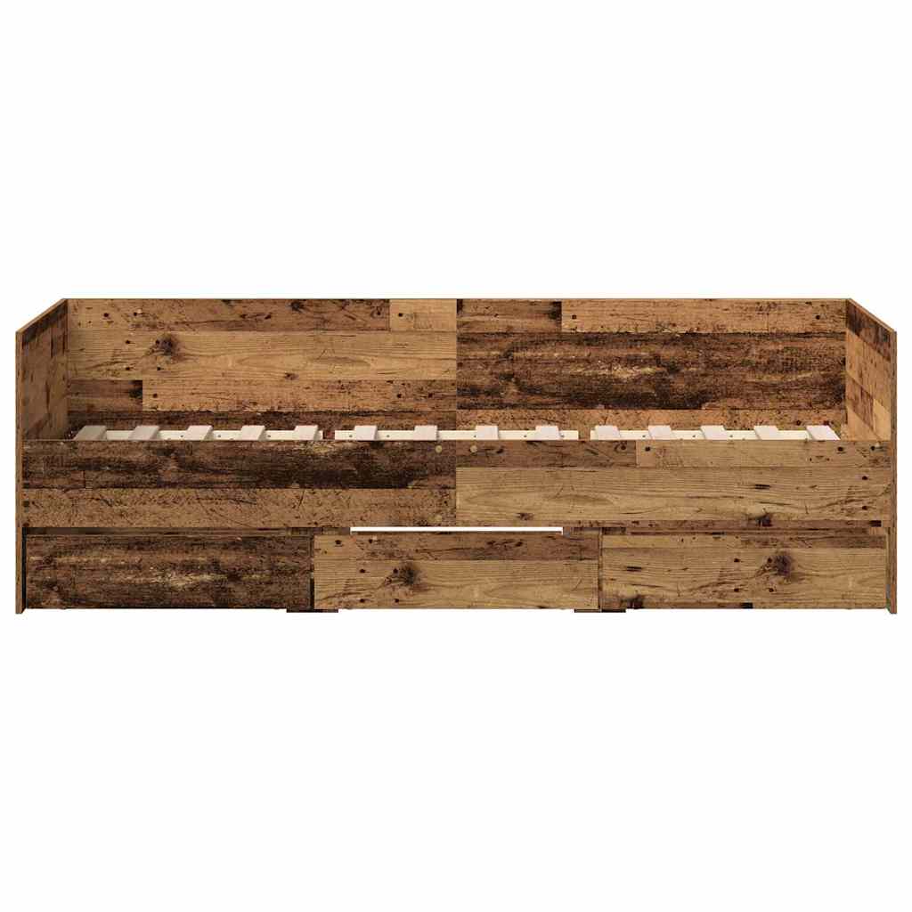 Cadre de lit de jour avec tiroirs Bois ancien 90 x 200 cm - XIOS
