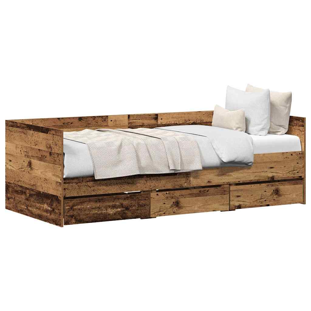 Cadre de lit de jour avec tiroirs Bois ancien 90 x 200 cm - XIOS