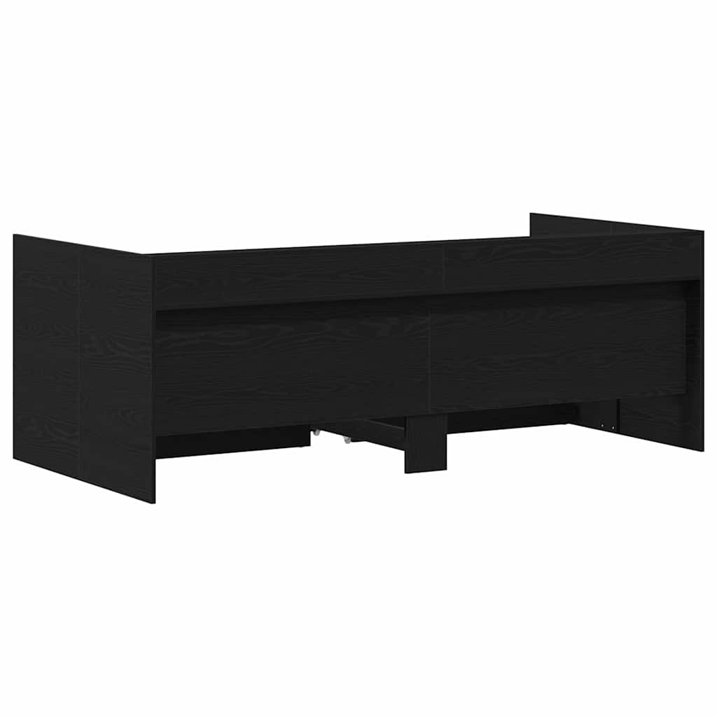 Cadre de lit de jour avec tiroirs Chêne noir 75 x 190 cm - XIOS