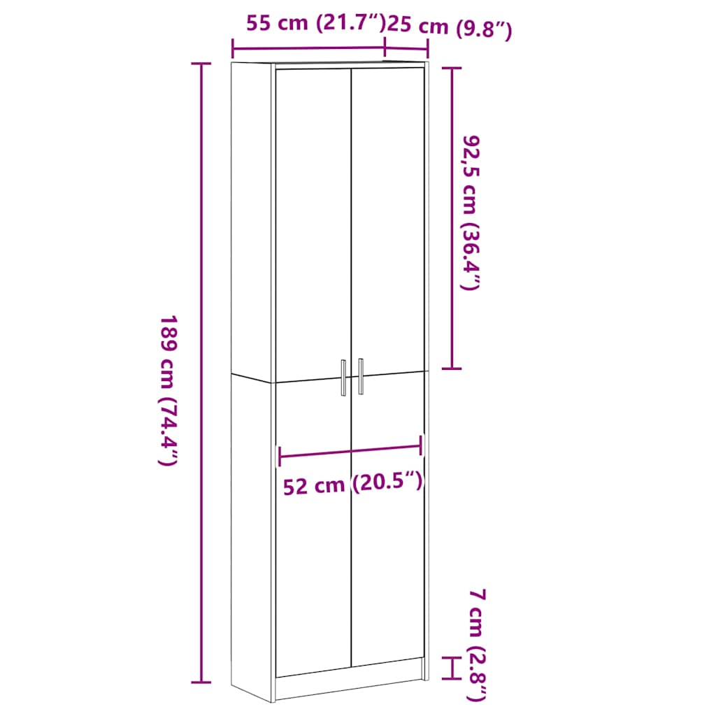 Armoire Chêne fumé 55 x 25 x 189 cm Bois d'ingénierie - XIOS