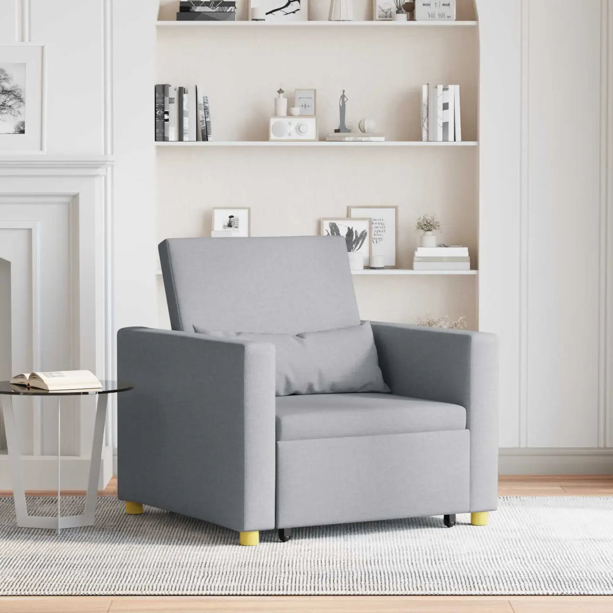 Canapé-lit escamotable simple Gris clair 90 x 165 x 87 cm tissu - XIOS