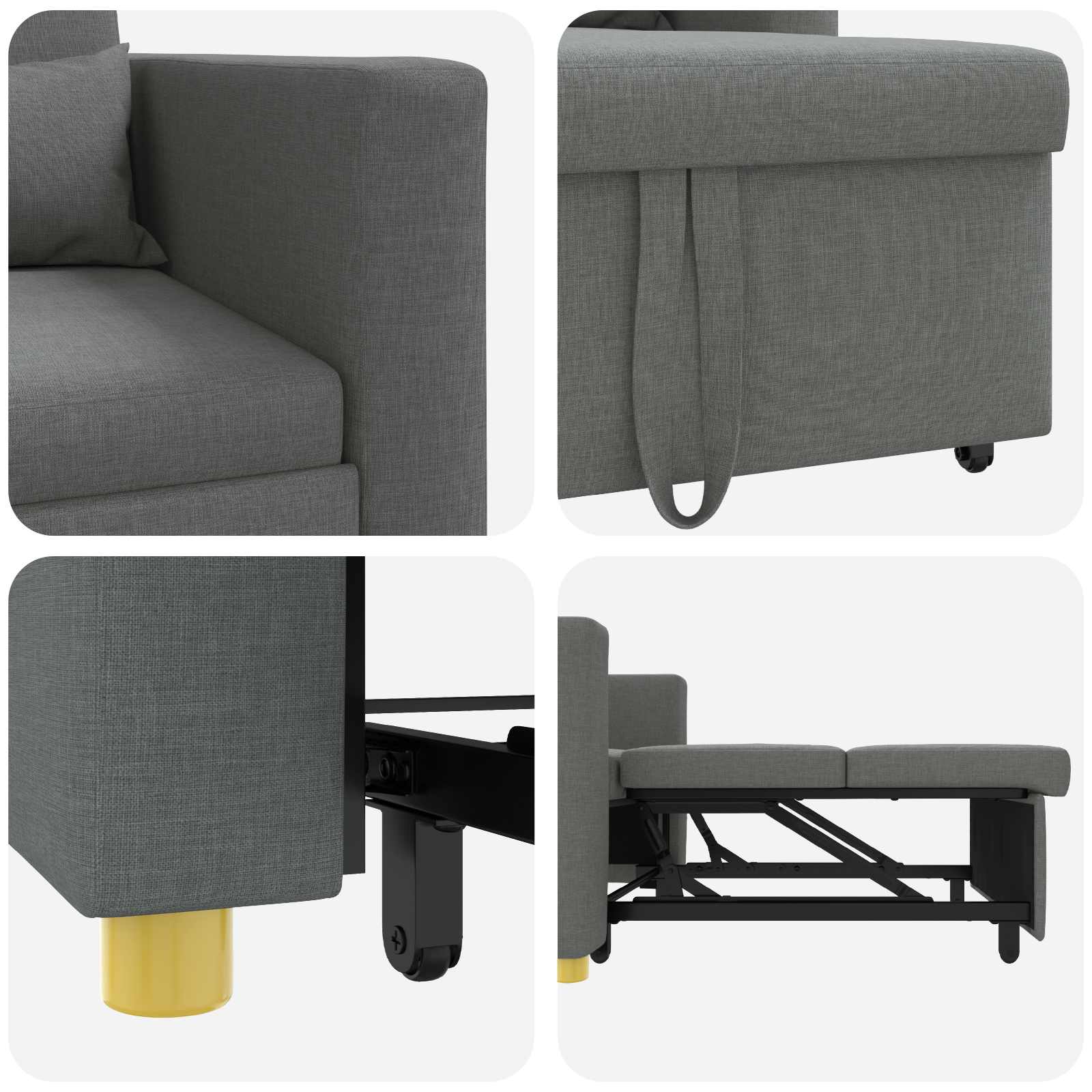 Canapé-lit escamotable simple Gris foncé 90 x 165 x 87 cm tissu - XIOS