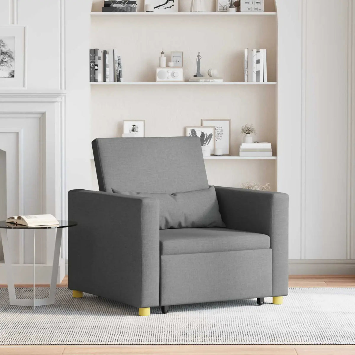 Canapé-lit escamotable simple Gris foncé 90 x 165 x 87 cm tissu - XIOS