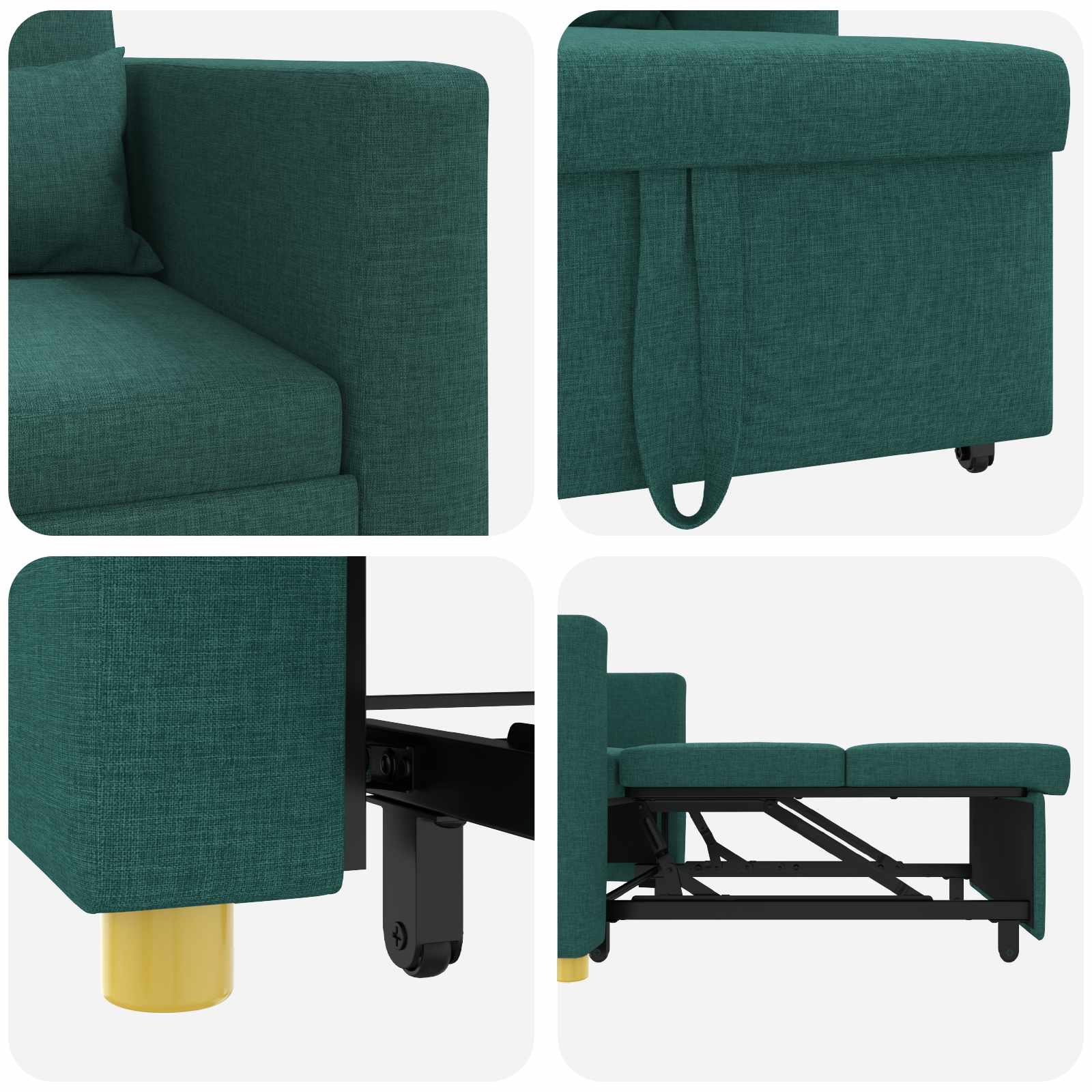 Canapé-lit escamotable simple Vert foncé 90 x 165 x 87 cm tissu - XIOS