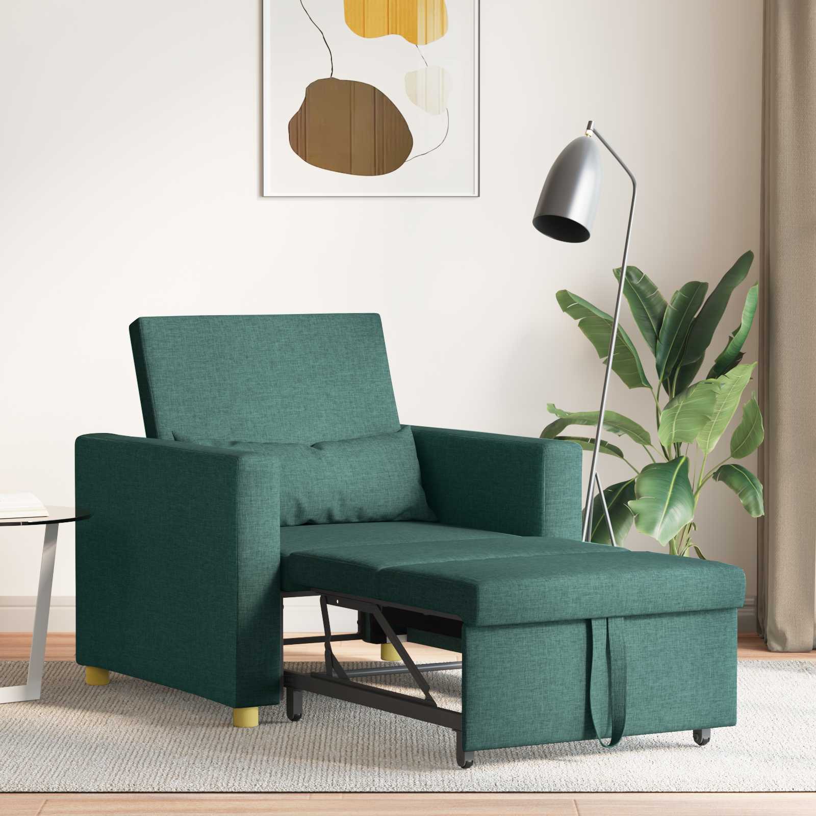 Canapé-lit escamotable simple Vert foncé 90 x 165 x 87 cm tissu - XIOS