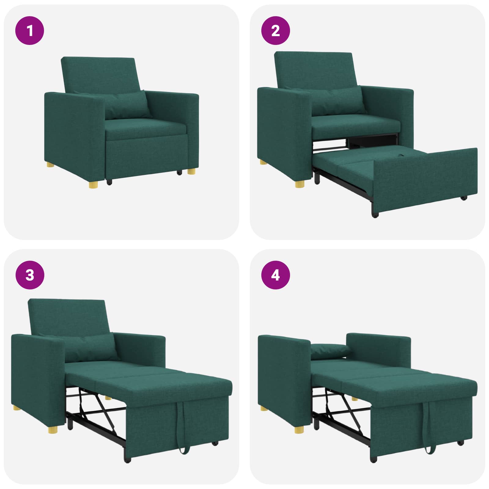 Canapé-lit escamotable simple Vert foncé 90 x 165 x 87 cm tissu - XIOS