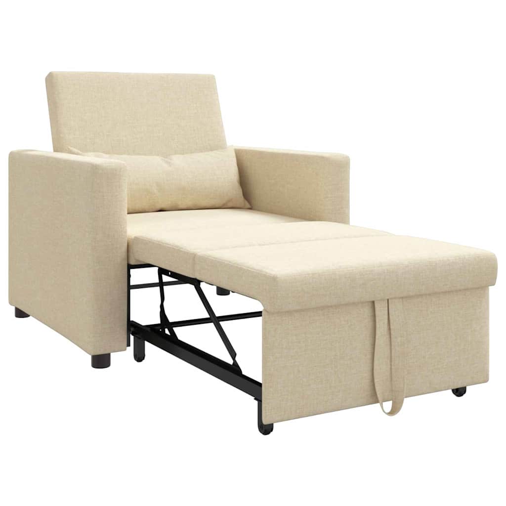 Canapé Lit Simple avec des roues Crème 90 x 165 x 87 cm tissu - XIOS