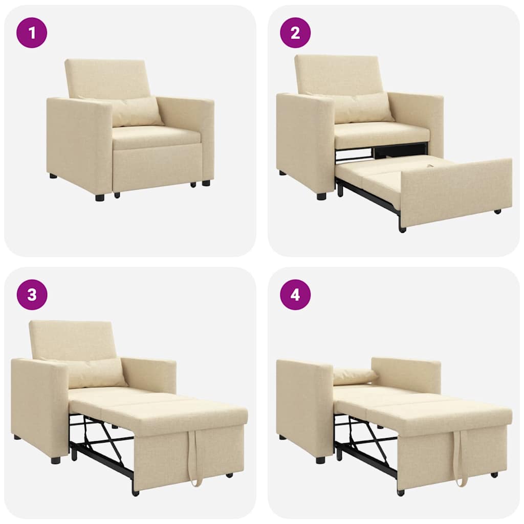 Canapé Lit Simple avec des roues Crème 90 x 165 x 87 cm tissu - XIOS