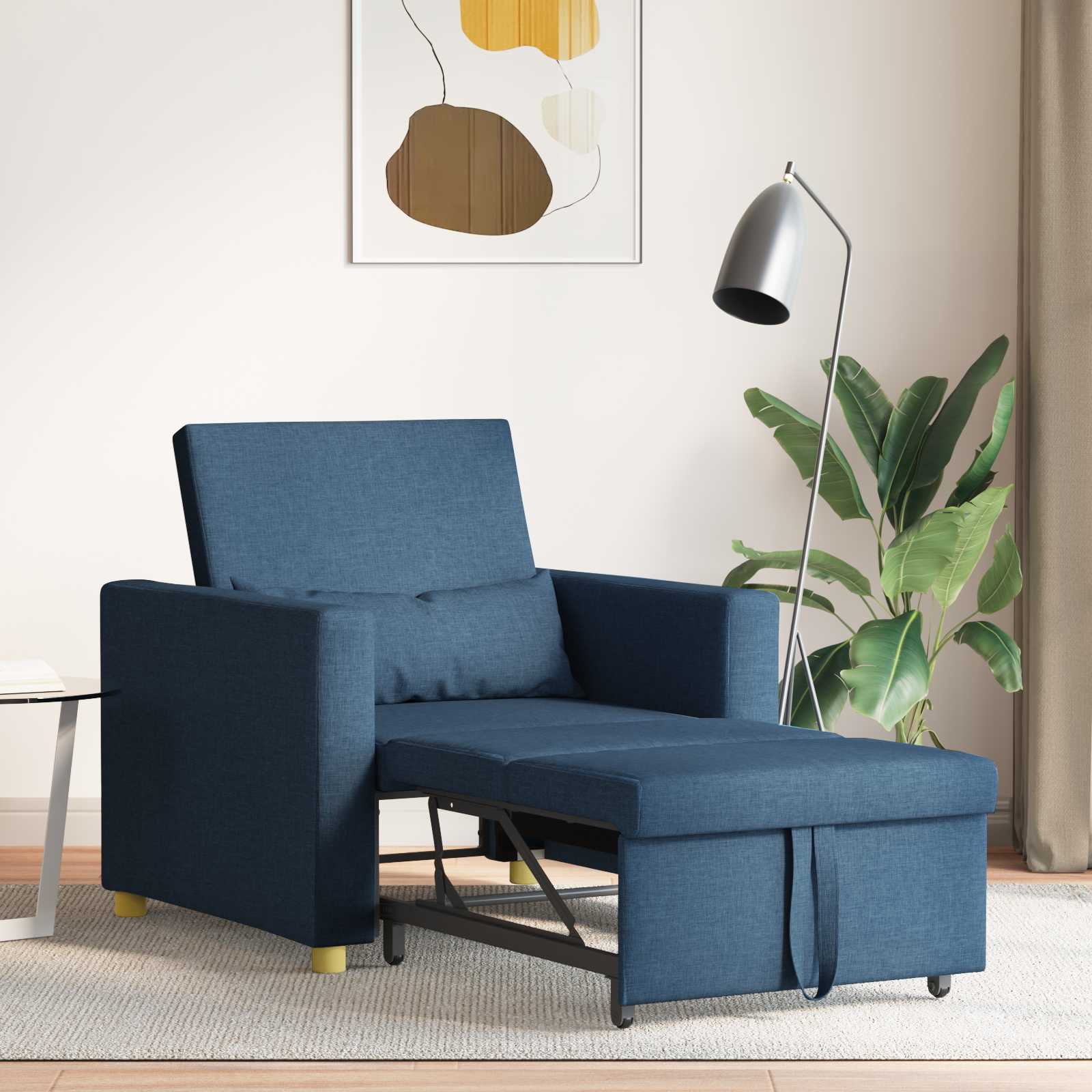 Canapé-lit escamotable simple Bleu 90 x 165 x 87 cm tissu - XIOS