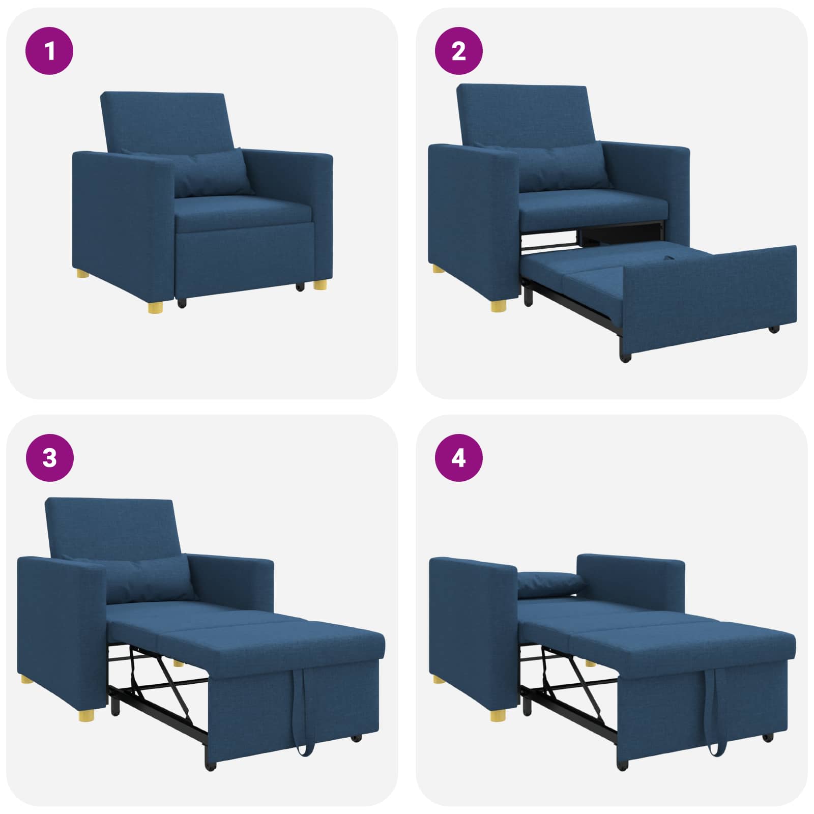Canapé-lit escamotable simple Bleu 90 x 165 x 87 cm tissu - XIOS