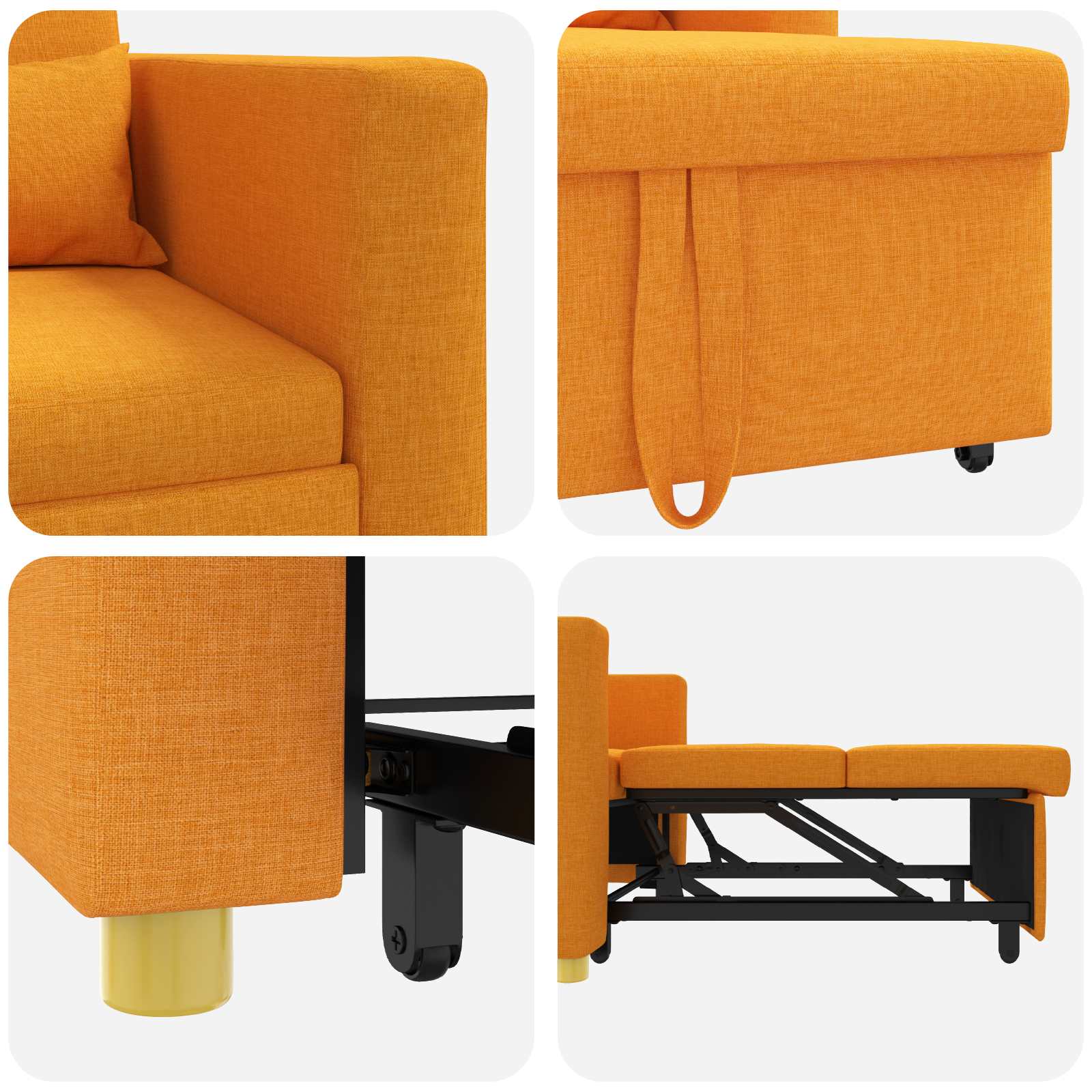 Canapé-lit escamotable simple Jaune foncé 90 x 165 x 87 cm - XIOS