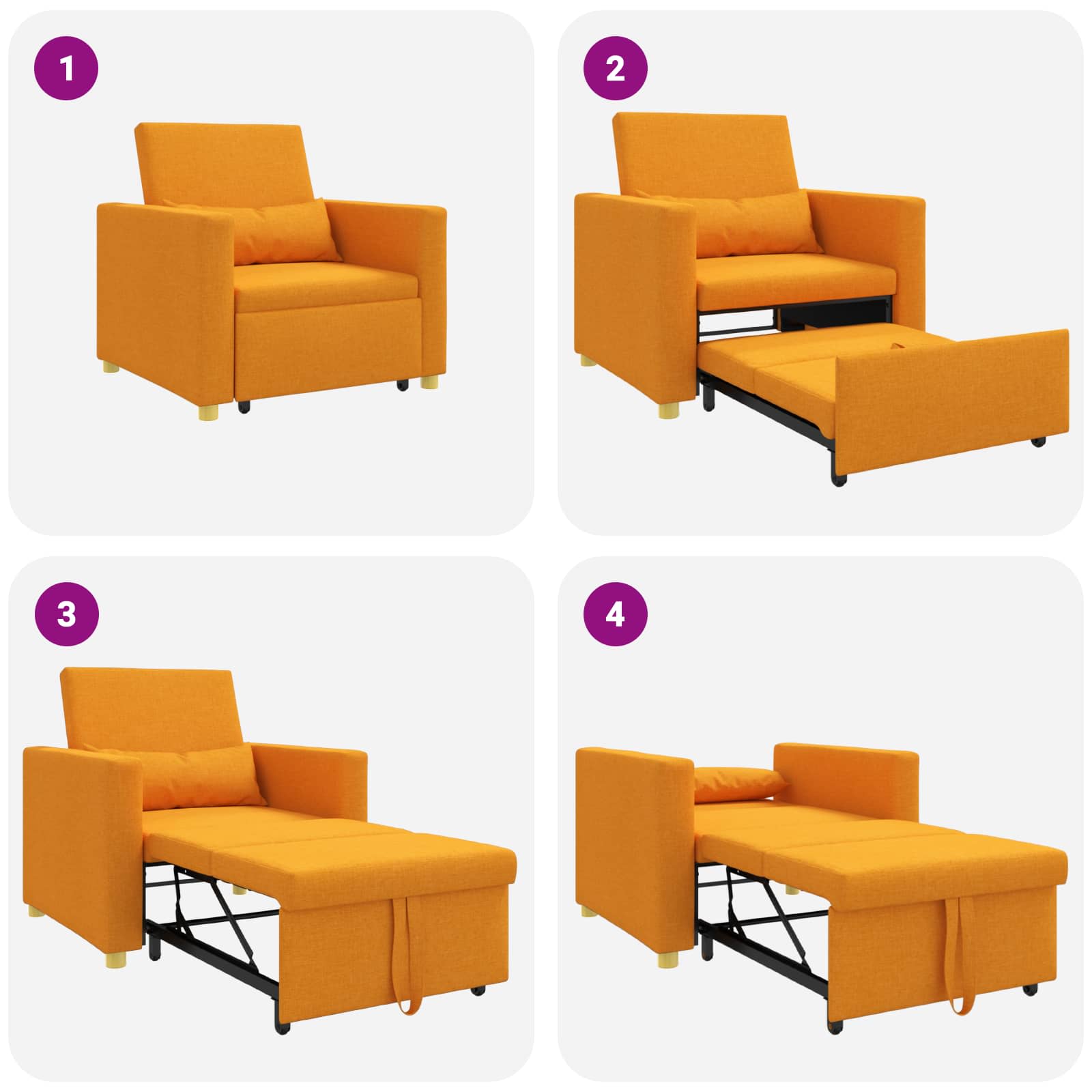Canapé-lit escamotable simple Jaune foncé 90 x 165 x 87 cm - XIOS
