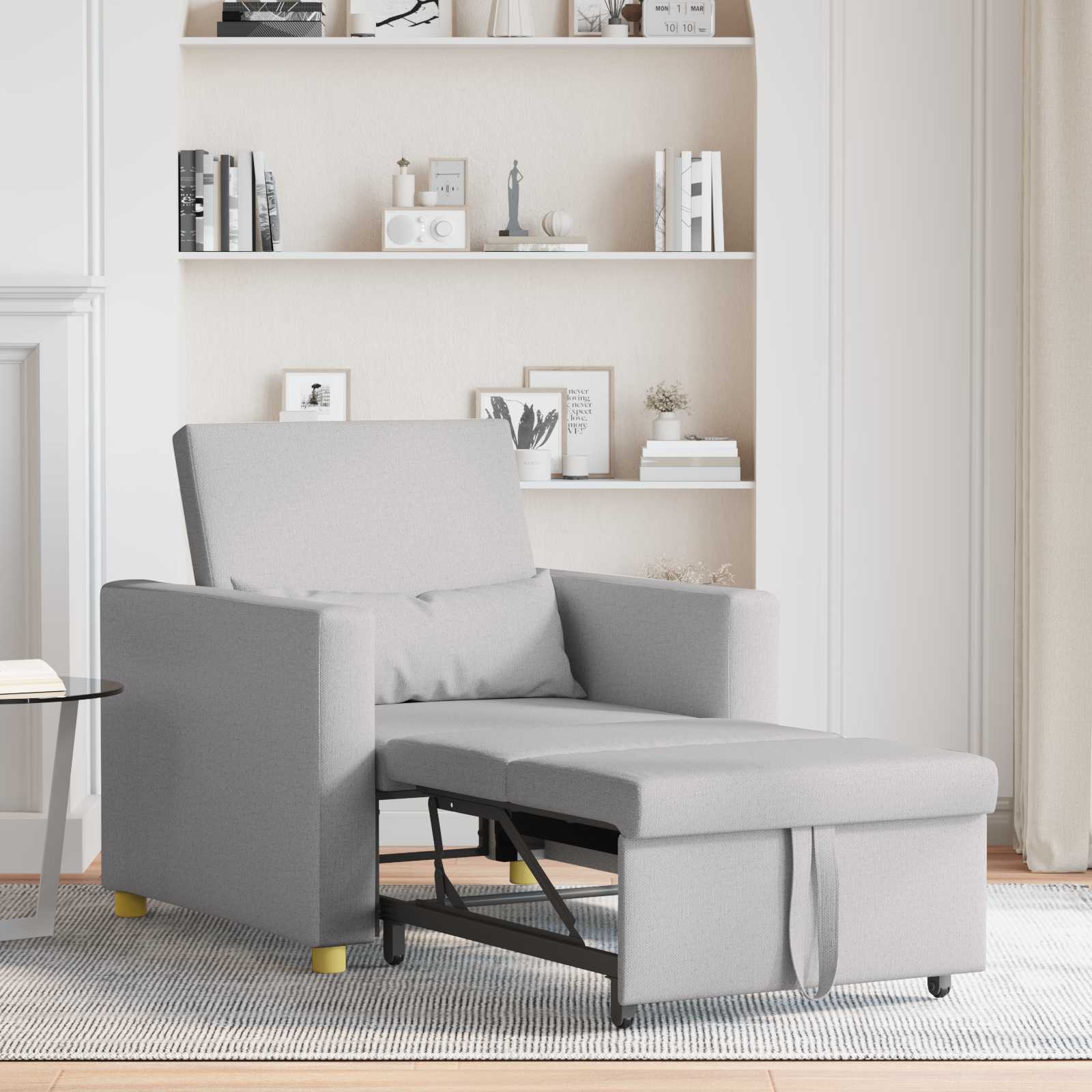 Canapé-lit escamotable simple avec des roues Gris nuage tissu