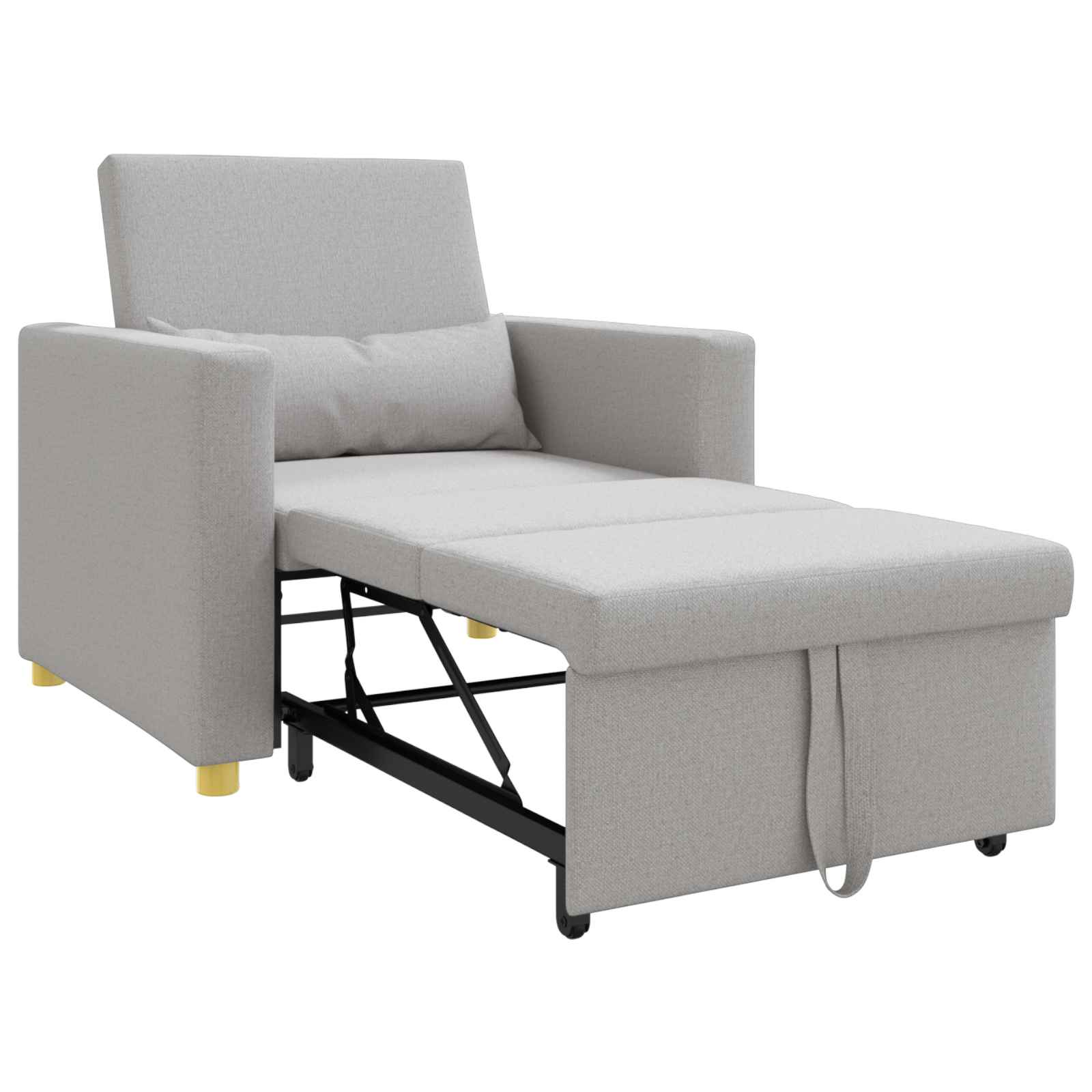 Canapé-lit escamotable simple avec des roues Gris nuage tissu