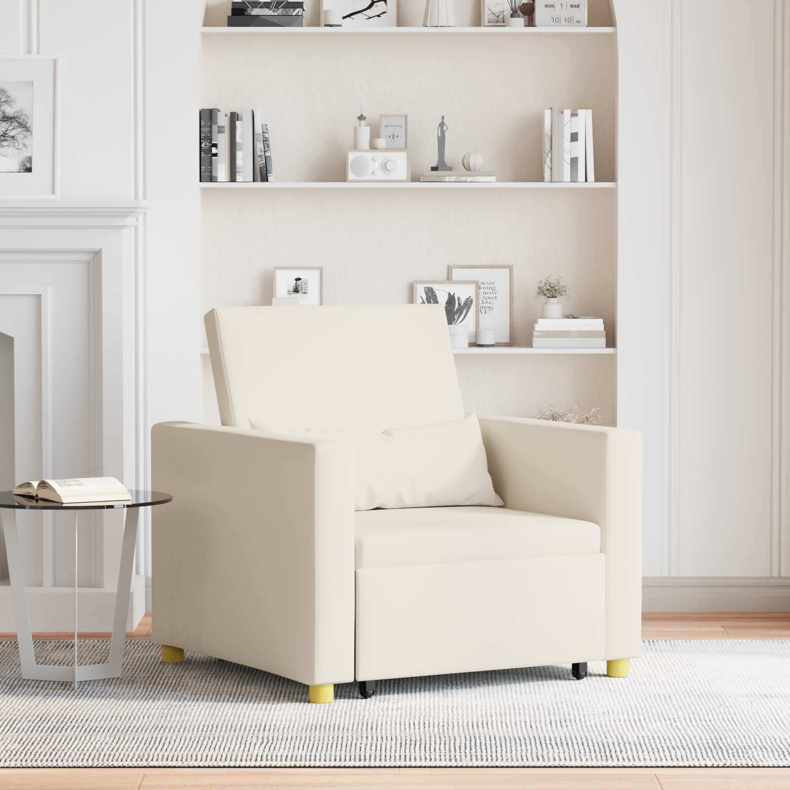 Canapé-lit escamotable simple Blanc crème 90 x 165 x 87 cm - XIOS