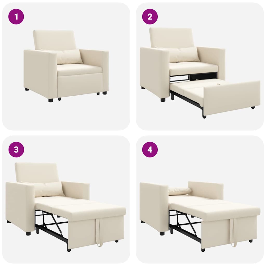 Canapé Lit Simple Blanc crème 90 x 165 x 87 cm tissu - XIOS