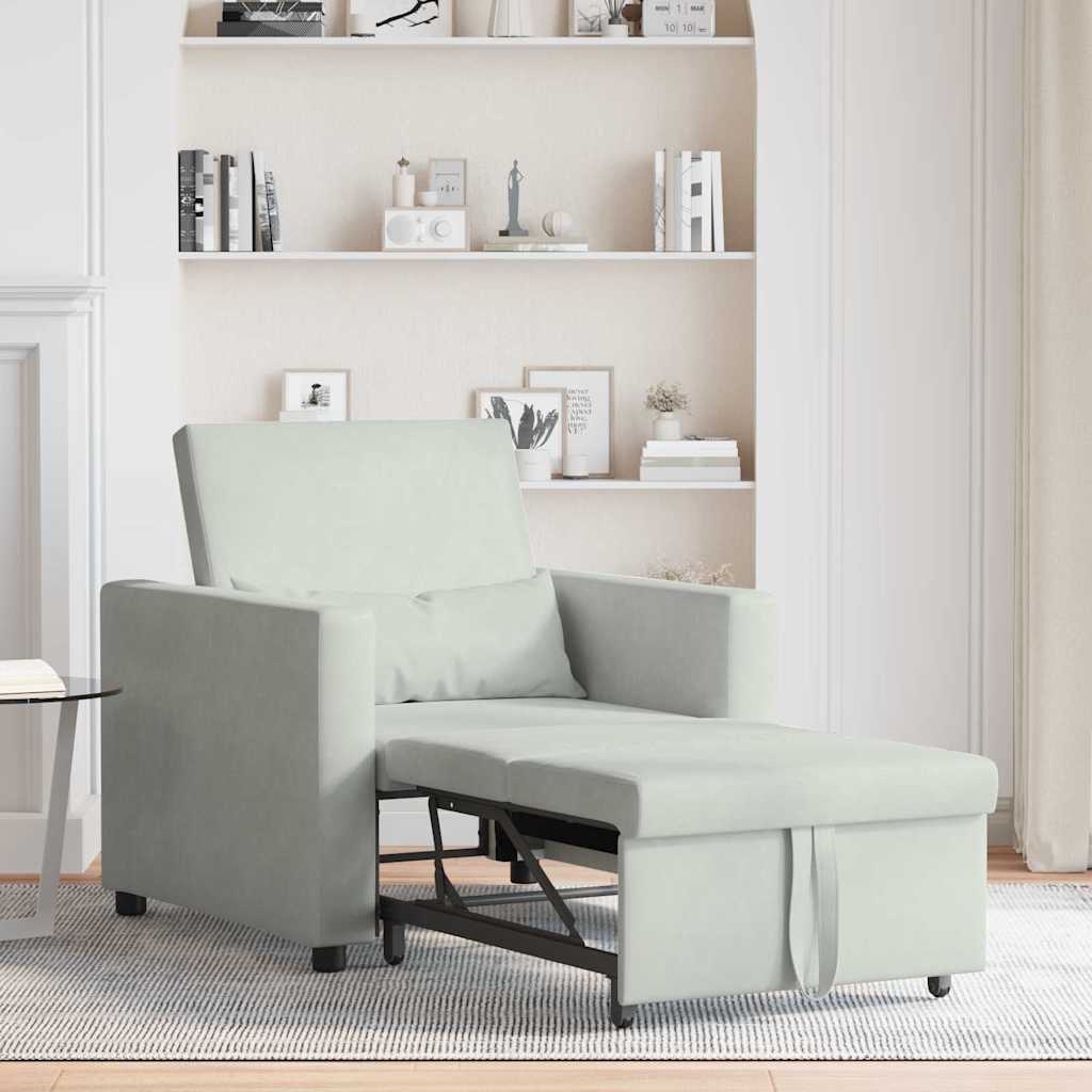 Canapé Lit Simple Gris clair 90 x 165 x 87 cm Velours - XIOS