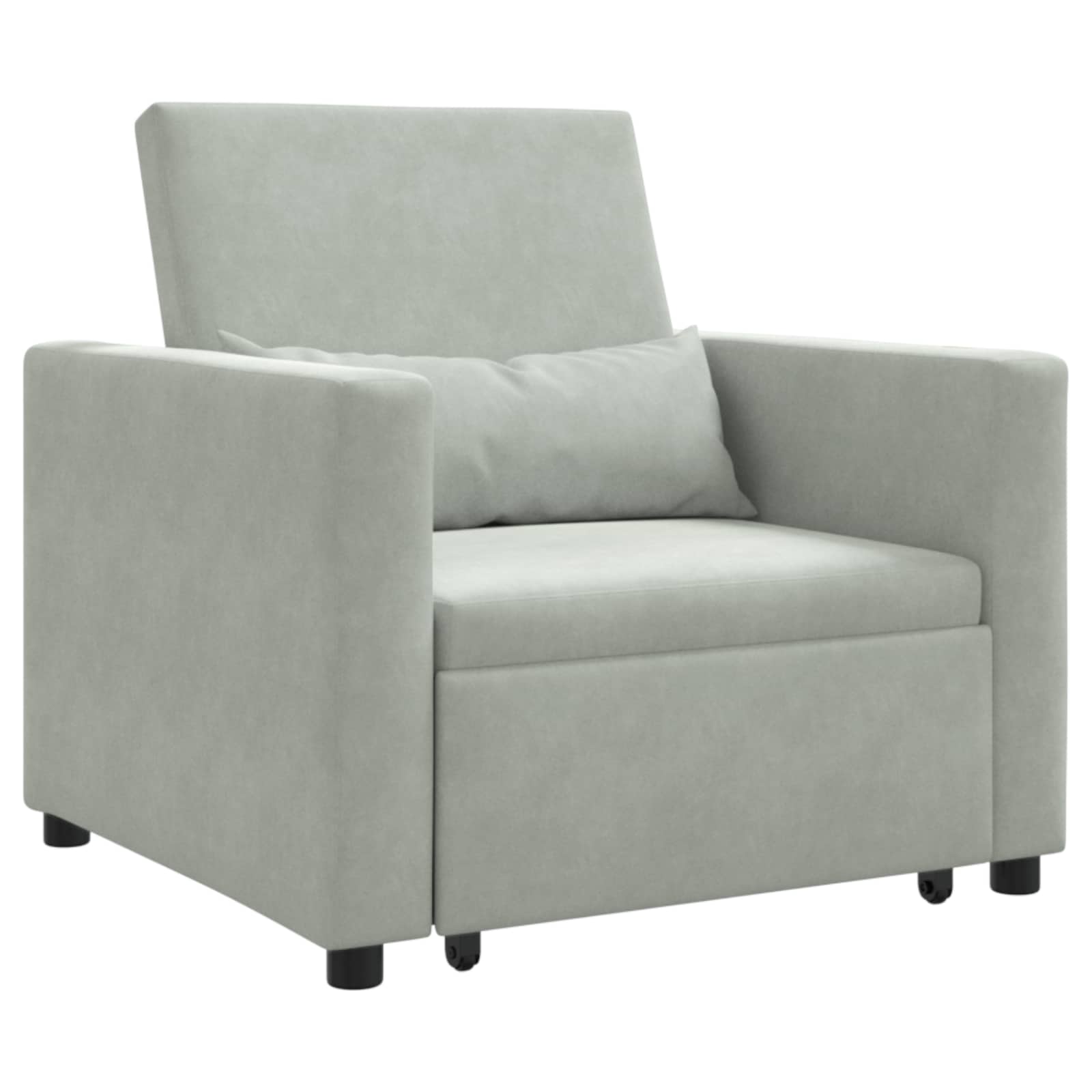 Canapé-lit escamotable simple avec des roues Gris clair Velours - XIOS