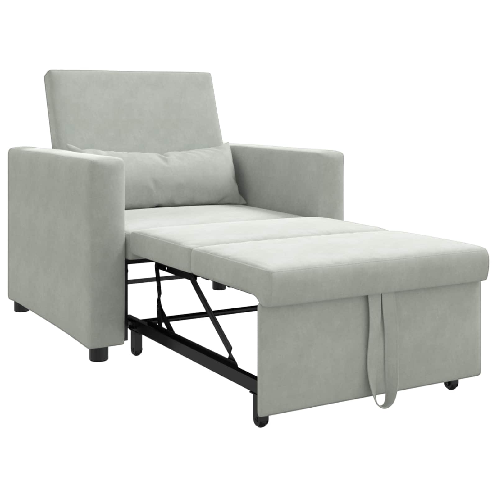 Canapé-lit escamotable simple avec des roues Gris clair Velours - XIOS