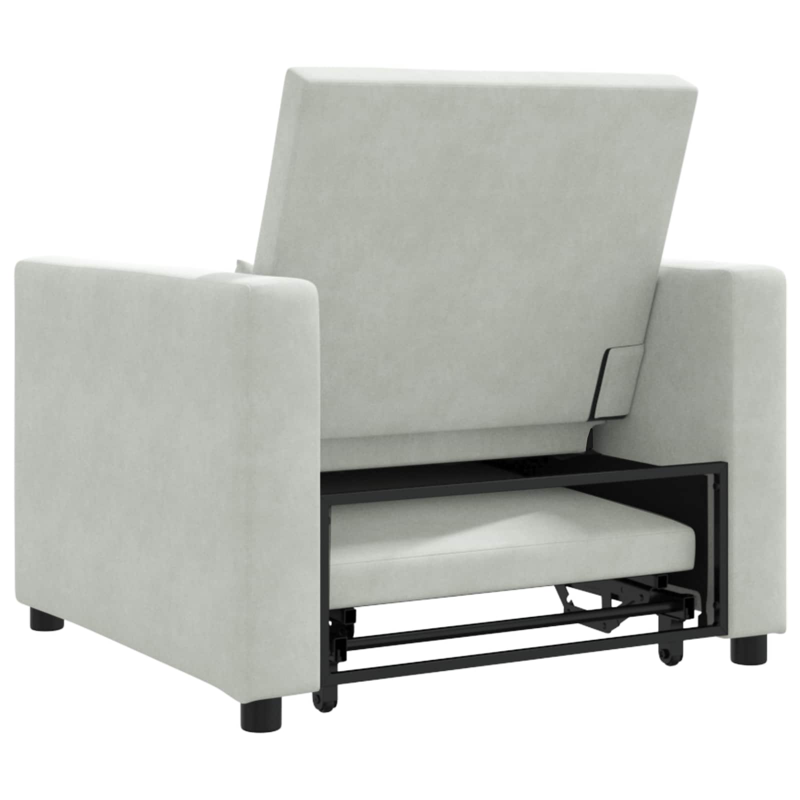 Canapé-lit escamotable simple avec des roues Gris clair Velours - XIOS