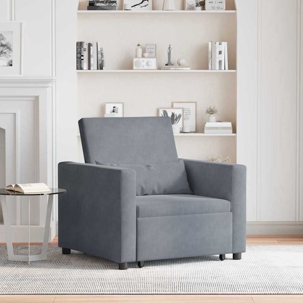 Canapé Lit Simple Gris foncé 90 x 165 x 87 cm Velours - XIOS