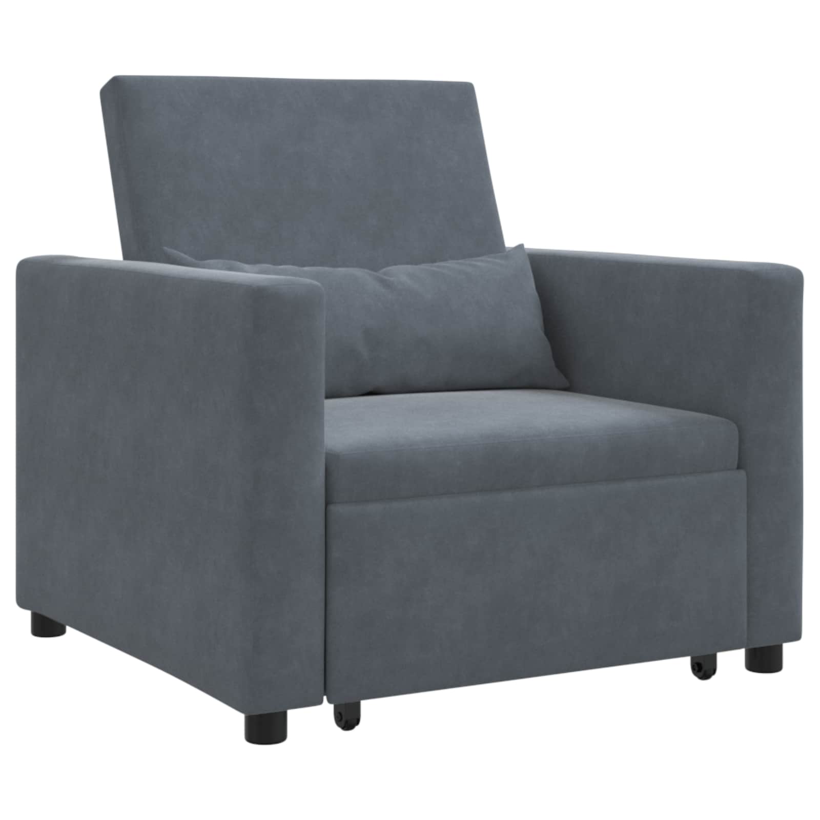 Canapé-lit escamotable simple avec des roues Gris foncé Velours - XIOS