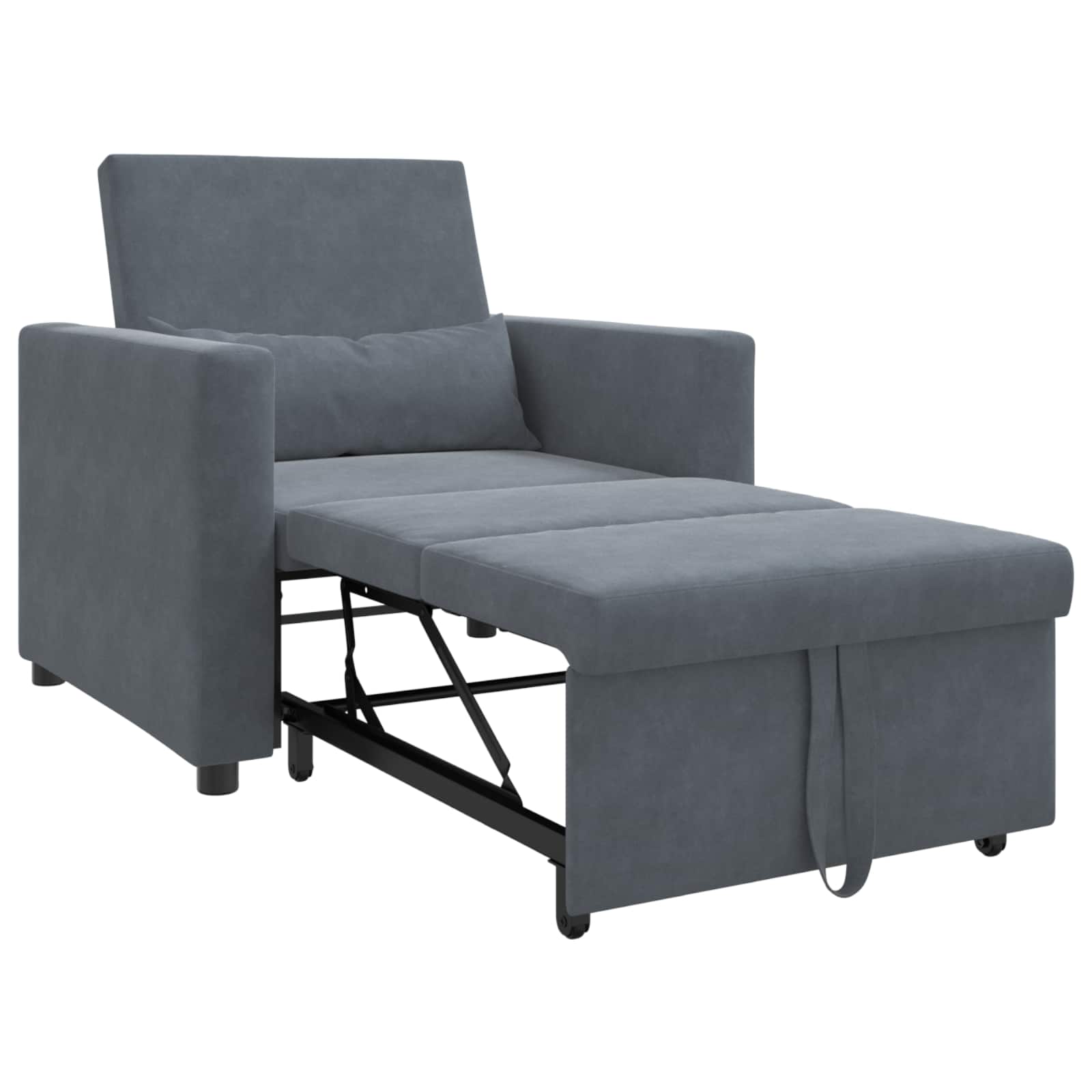 Canapé-lit escamotable simple avec des roues Gris foncé Velours - XIOS